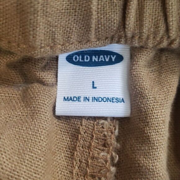Old Navy Shorts Womens sz Large Caramel Creme Linen Drawstring Cargo Pockets - Picture 5 of 6